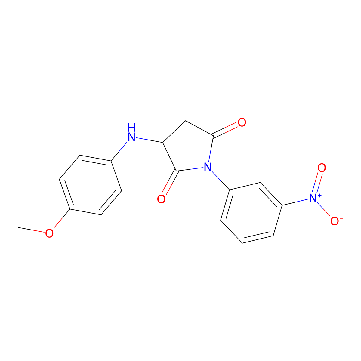 3-[(4-Methoxyphenyl)amino]-1-(3-nitrophenyl)pyrrolidine-2,5-dione molecular structure, CAS 476410-24-9