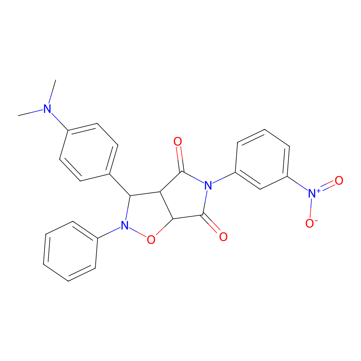 3-(4-(dimethylamino)phenyl)-5-(3-nitrophenyl)-2-phenyldihydro-2H-pyrrolo[3,4-d]isoxazole-4,6(5H,6aH)-dione molecular structure, CAS 476410-34-1
