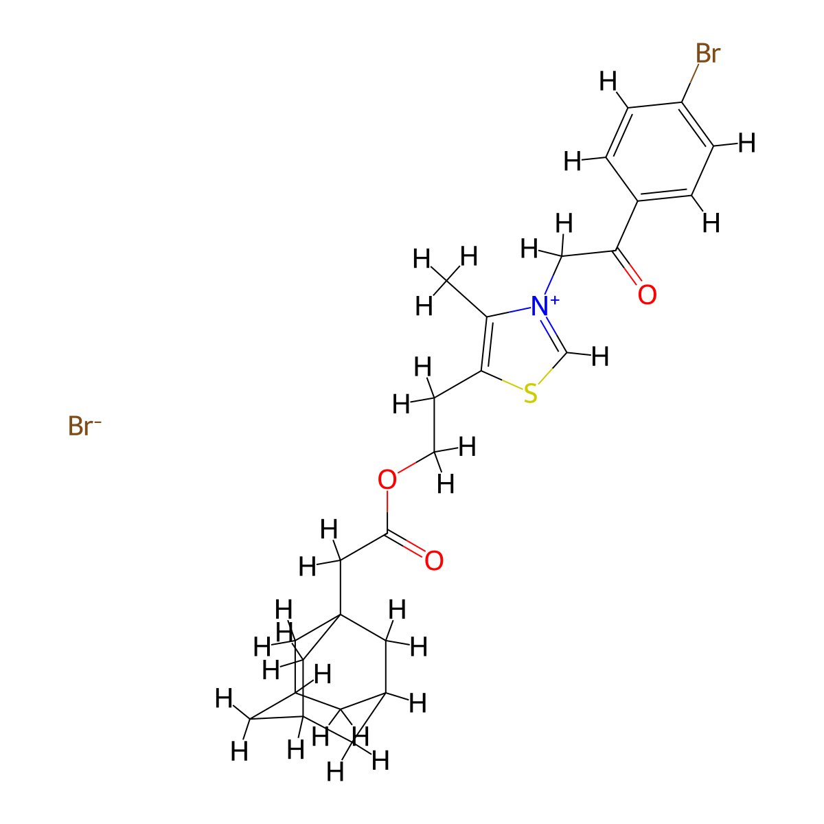 5-(2-{[2-(Adamantan-1-yl)acetyl]oxy}ethyl)-3-[2-(4-bromophenyl)-2-oxoethyl]-4-methyl-1,3-thiazol-3-ium bromide molecular structure, CAS 476410-69-2