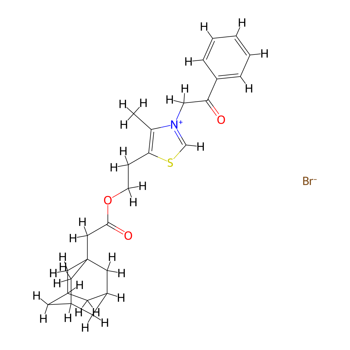 5-(2-(2-((3r,5r,7r)-Adamantan-1-yl)acetoxy)ethyl)-4-methyl-3-(2-oxo-2-phenylethyl)thiazol-3-ium bromide molecular structure, CAS 476410-75-0