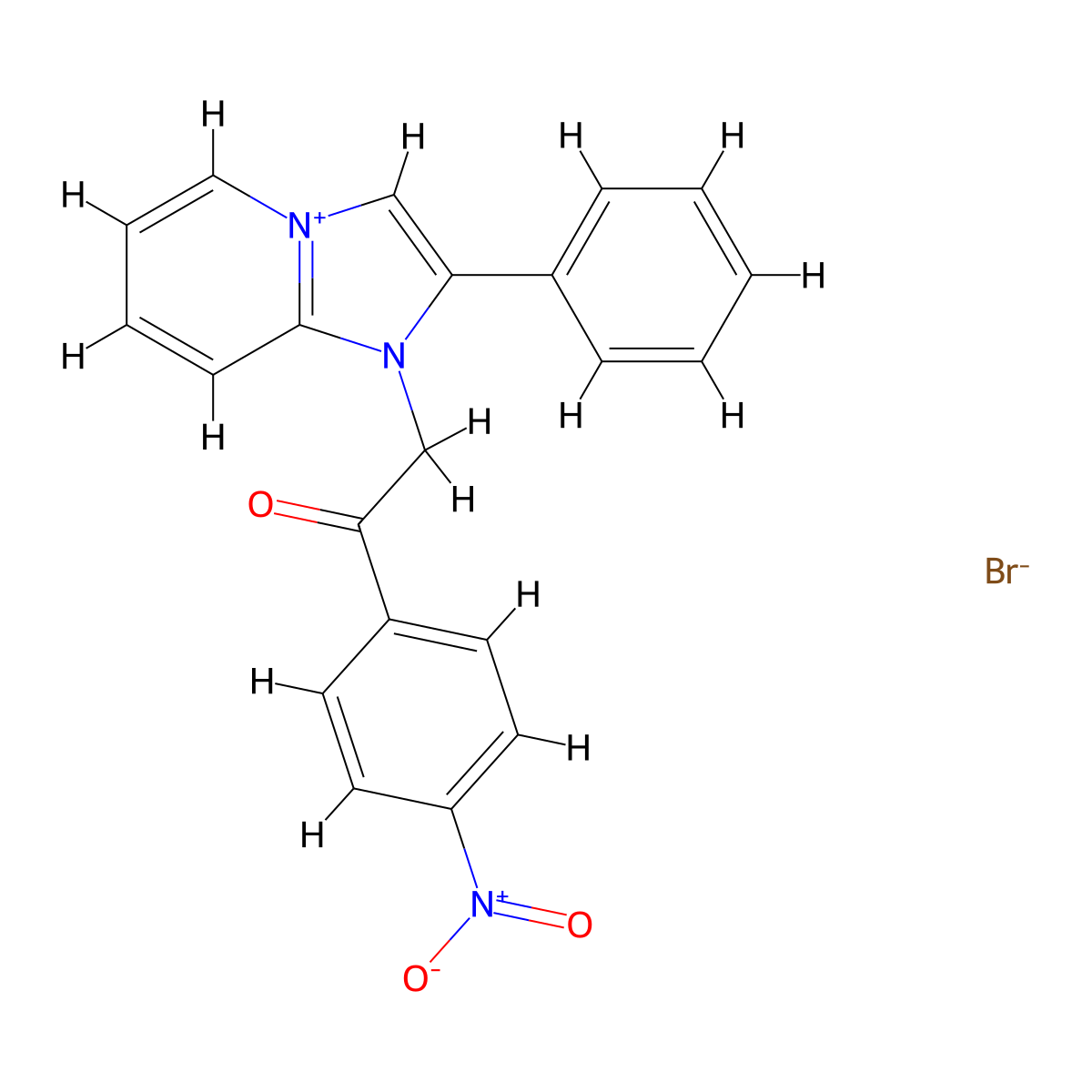 1-(2-(4-Nitrophenyl)-2-oxoethyl)-2-phenylimidazo[1,2-a]pyridin-1-ium bromide molecular structure, CAS 476411-27-5