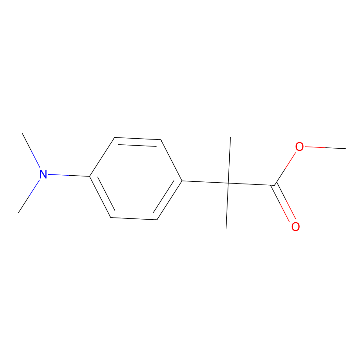 2-(4-Dimethylamino-phenyl)-2-methyl-propionic acid methyl ester molecular structure, CAS 476429-12-6