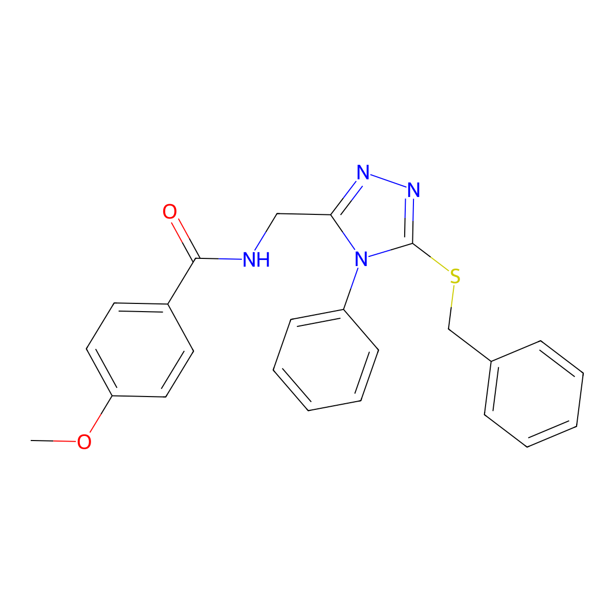 N-[(5-benzylsulfanyl-4-phenyl-1,2,4-triazol-3-yl)methyl]-4-methoxybenzamide molecular structure, CAS 476431-50-2