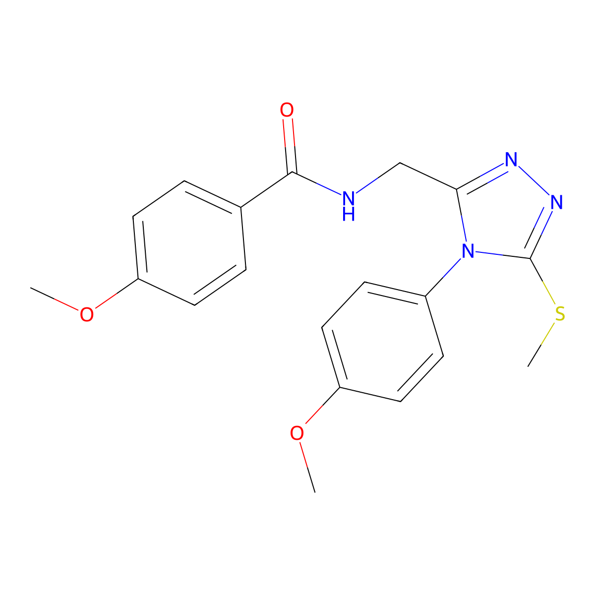 4-methoxy-N-((4-(4-methoxyphenyl)-5-(methylthio)-4H-1,2,4-triazol-3-yl)methyl)benzamide molecular structure, CAS 476431-53-5