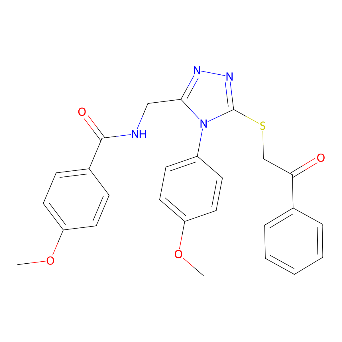 4-methoxy-N-[[4-(4-methoxyphenyl)-5-phenacylsulfanyl-1,2,4-triazol-3-yl]methyl]benzamide molecular structure, CAS 476431-63-7