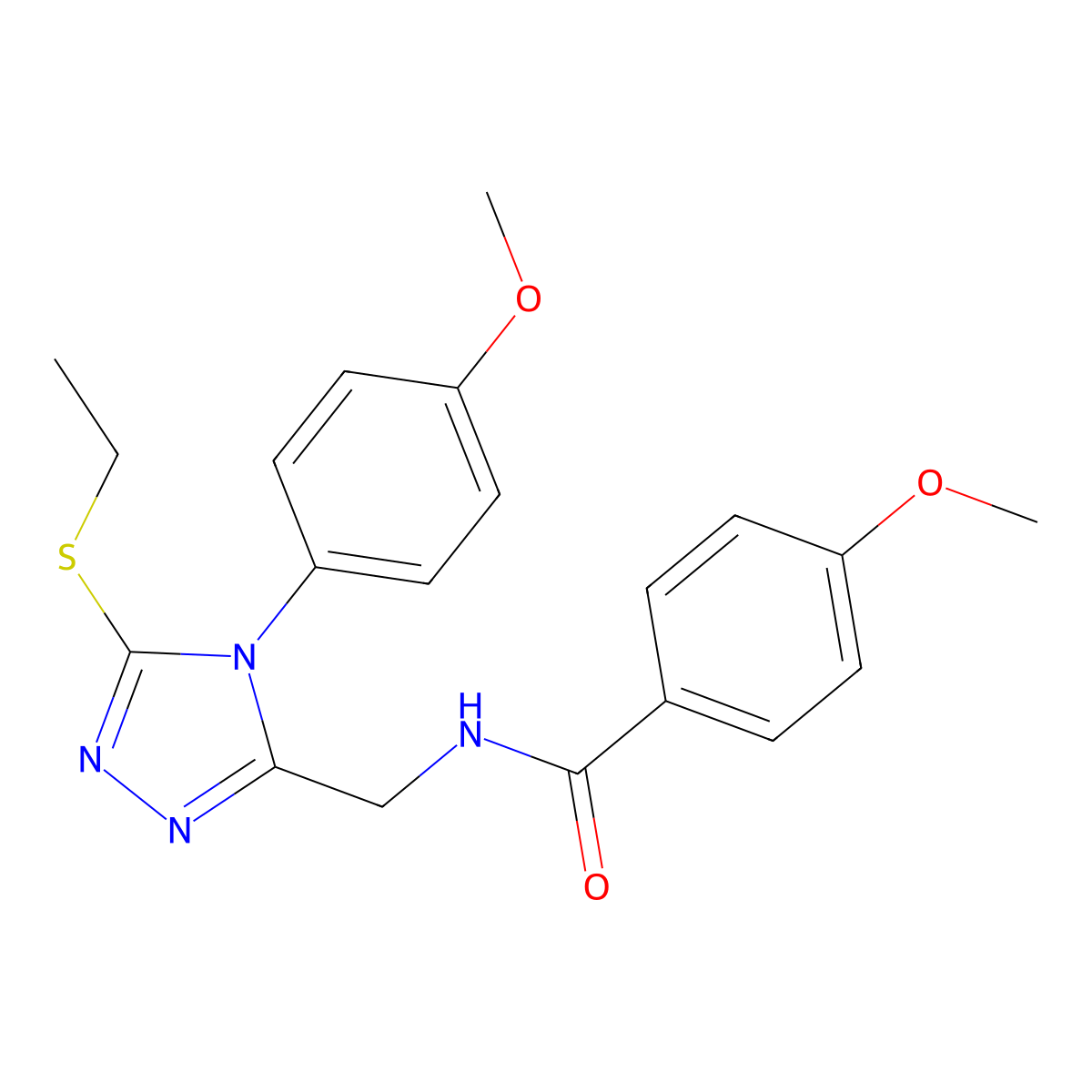 N-((5-(ethylthio)-4-(4-methoxyphenyl)-4H-1,2,4-triazol-3-yl)methyl)-4-methoxybenzamide molecular structure, CAS 476431-64-8