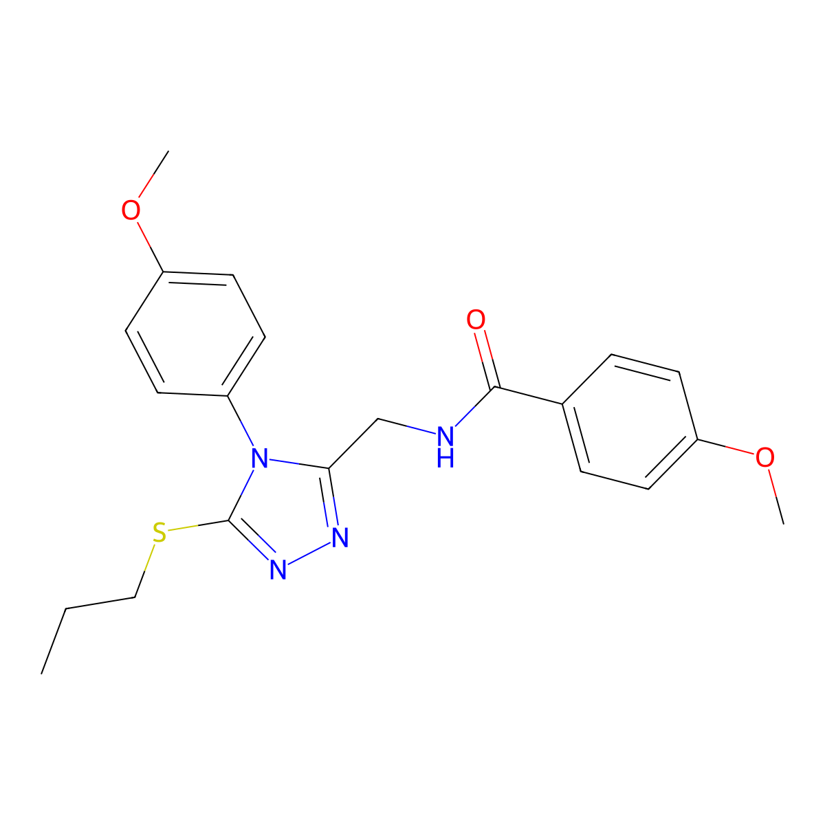 4-methoxy-N-((4-(4-methoxyphenyl)-5-(propylthio)-4H-1,2,4-triazol-3-yl)methyl)benzamide molecular structure, CAS 476431-65-9