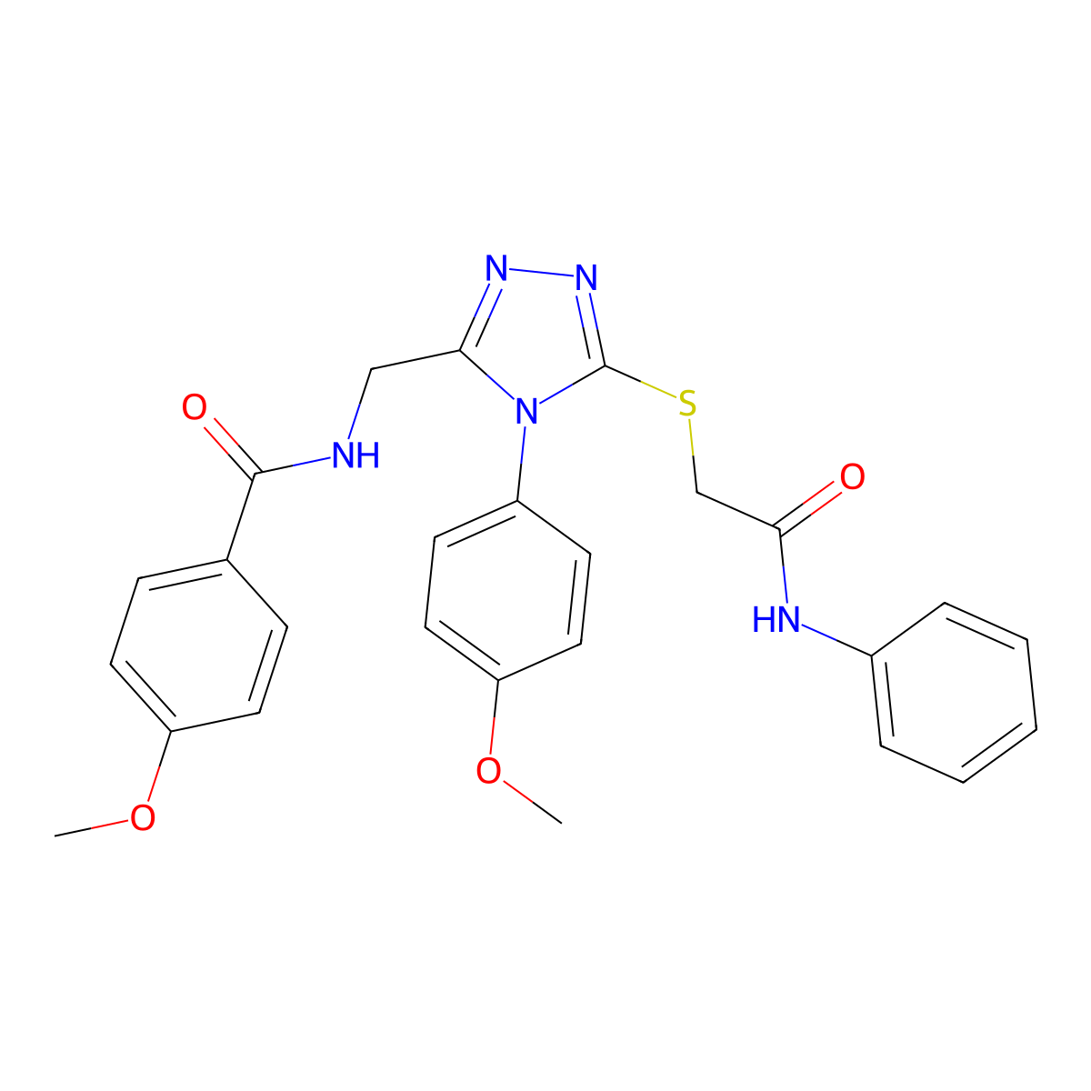 N-[[5-(2-anilino-2-oxoethyl)sulfanyl-4-(4-methoxyphenyl)-1,2,4-triazol-3-yl]methyl]-4-methoxybenzamide molecular structure, CAS 476431-71-7