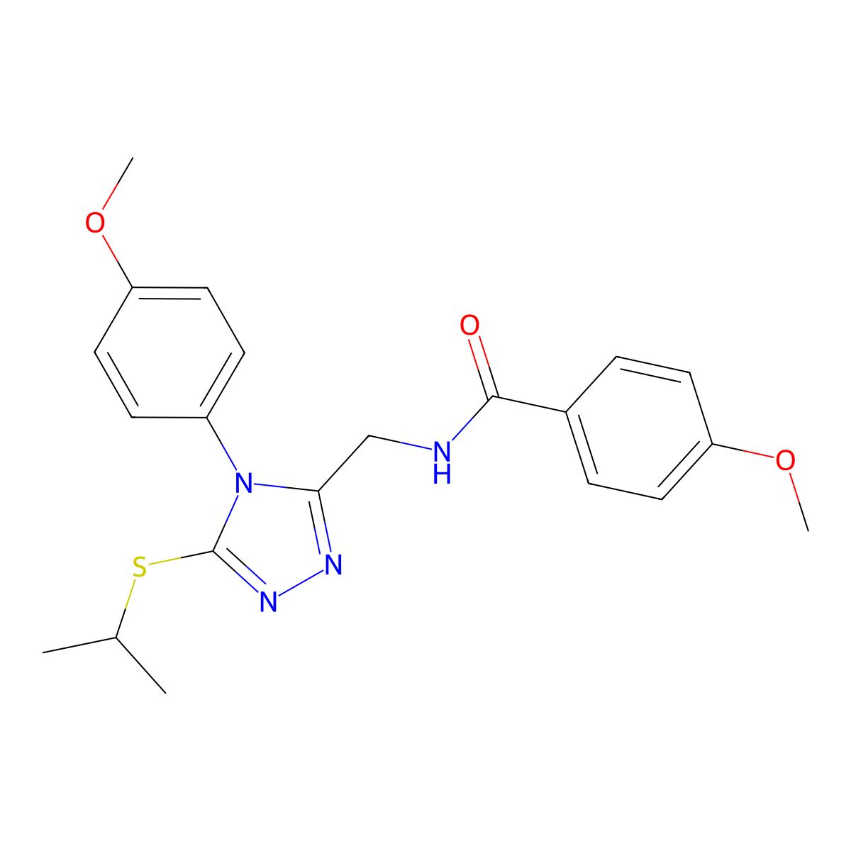 N-((5-(isopropylthio)-4-(4-methoxyphenyl)-4H-1,2,4-triazol-3-yl)methyl)-4-methoxybenzamide molecular structure, CAS 476431-72-8