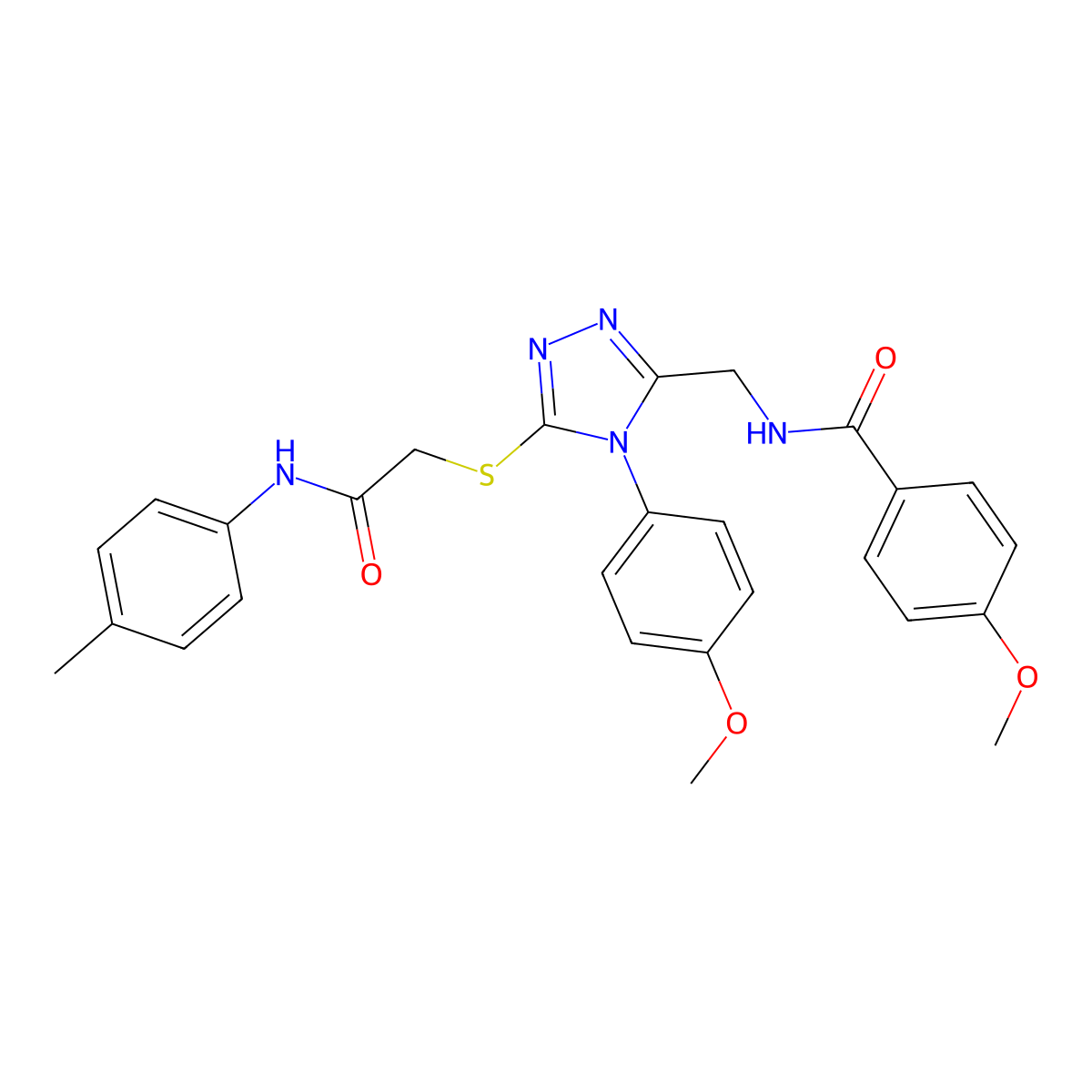 4-methoxy-N-((4-(4-methoxyphenyl)-5-((2-oxo-2-(p-tolylamino)ethyl)thio)-4H-1,2,4-triazol-3-yl)methyl)benzamide molecular structure, CAS 476431-74-0