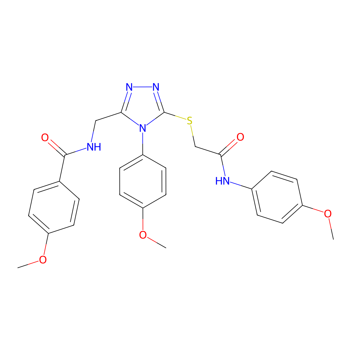 4-methoxy-N-((4-(4-methoxyphenyl)-5-((2-((4-methoxyphenyl)amino)-2-oxoethyl)thio)-4H-1,2,4-triazol-3-yl)methyl)benzamide molecular structure, CAS 476431-78-4