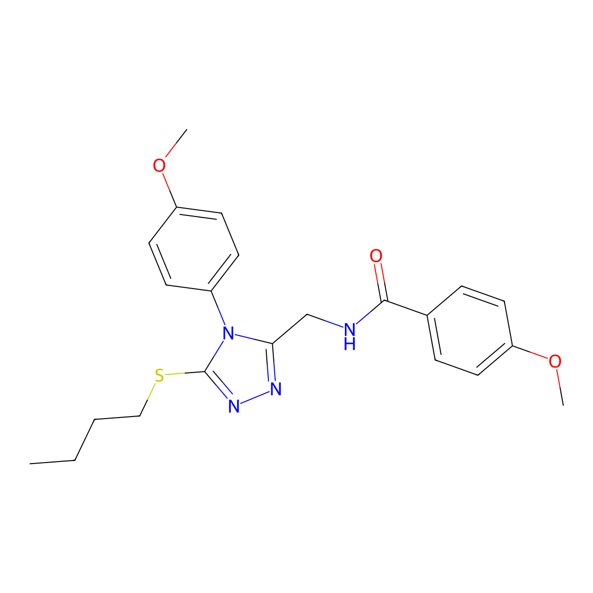 N-[[5-butylsulfanyl-4-(4-methoxyphenyl)-1,2,4-triazol-3-yl]methyl]-4-methoxybenzamide molecular structure, CAS 476431-83-1