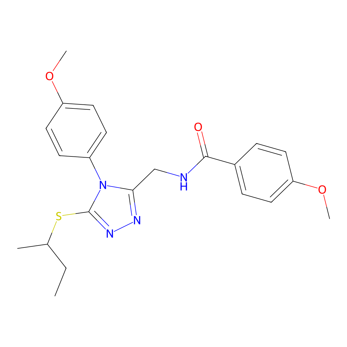 N-((5-(sec-butylthio)-4-(4-methoxyphenyl)-4H-1,2,4-triazol-3-yl)methyl)-4-methoxybenzamide molecular structure, CAS 476431-92-2