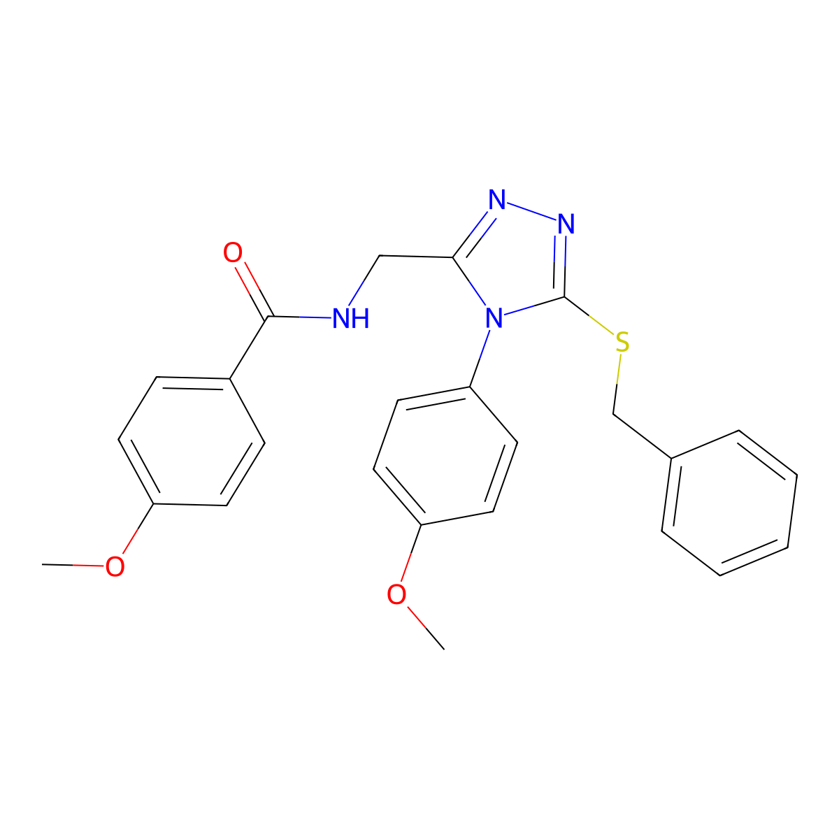 N-[[5-benzylsulfanyl-4-(4-methoxyphenyl)-1,2,4-triazol-3-yl]methyl]-4-methoxybenzamide molecular structure, CAS 476431-93-3