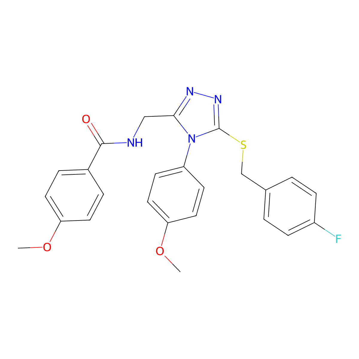 N-((5-((4-fluorobenzyl)thio)-4-(4-methoxyphenyl)-4H-1,2,4-triazol-3-yl)methyl)-4-methoxybenzamide molecular structure, CAS 476431-94-4