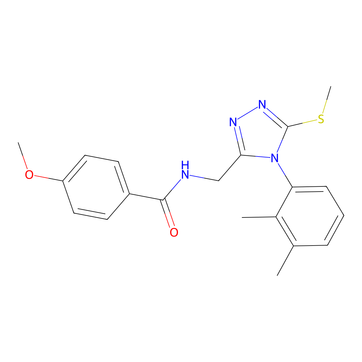 N-((4-(2,3-dimethylphenyl)-5-(methylthio)-4H-1,2,4-triazol-3-yl)methyl)-4-methoxybenzamide molecular structure, CAS 476431-96-6
