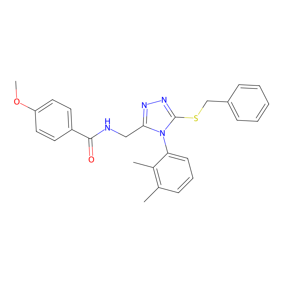 N-((5-(benzylthio)-4-(2,3-dimethylphenyl)-4H-1,2,4-triazol-3-yl)methyl)-4-methoxybenzamide molecular structure, CAS 476432-35-6