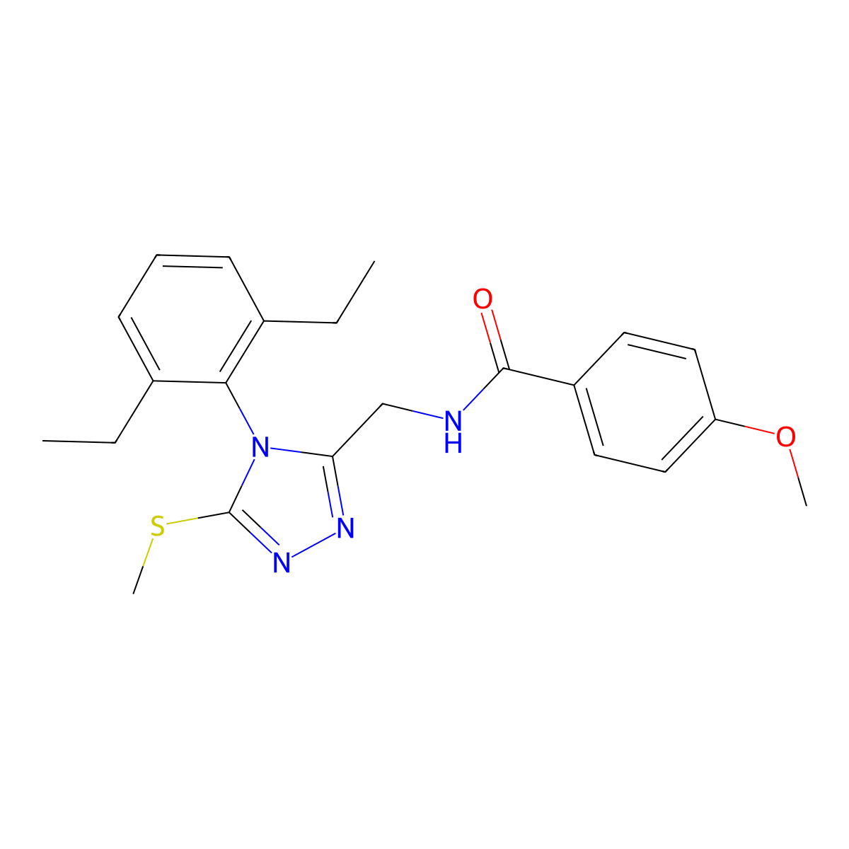 N-[[4-(2,6-diethylphenyl)-5-methylsulfanyl-1,2,4-triazol-3-yl]methyl]-4-methoxybenzamide molecular structure, CAS 476432-38-9