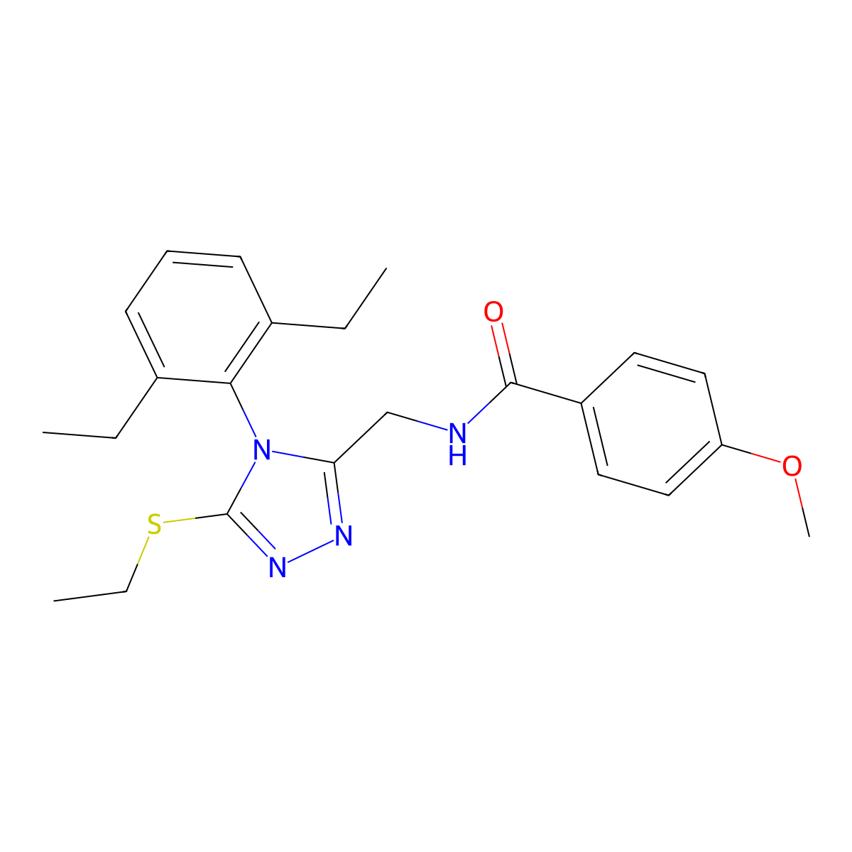 N-((4-(2,6-diethylphenyl)-5-(ethylthio)-4H-1,2,4-triazol-3-yl)methyl)-4-methoxybenzamide molecular structure, CAS 476432-48-1