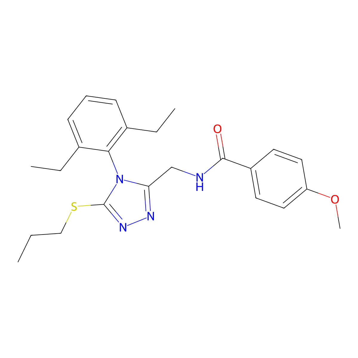 N-[[4-(2,6-diethylphenyl)-5-propylsulfanyl-1,2,4-triazol-3-yl]methyl]-4-methoxybenzamide molecular structure, CAS 476432-49-2