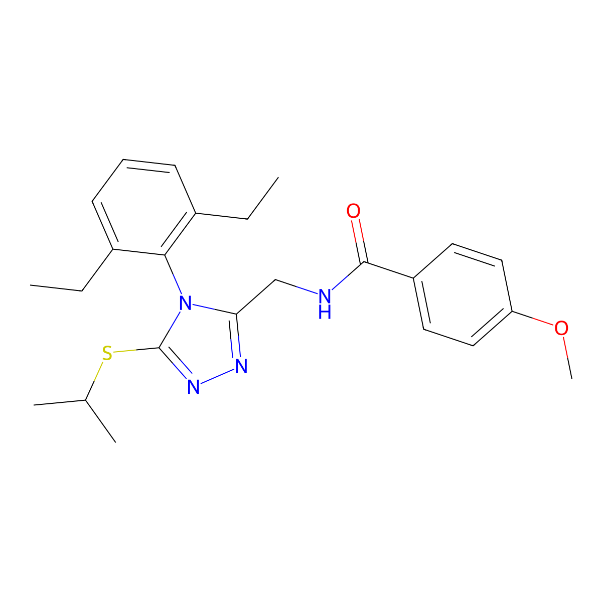 N-((4-(2,6-diethylphenyl)-5-(isopropylthio)-4H-1,2,4-triazol-3-yl)methyl)-4-methoxybenzamide molecular structure, CAS 476432-56-1