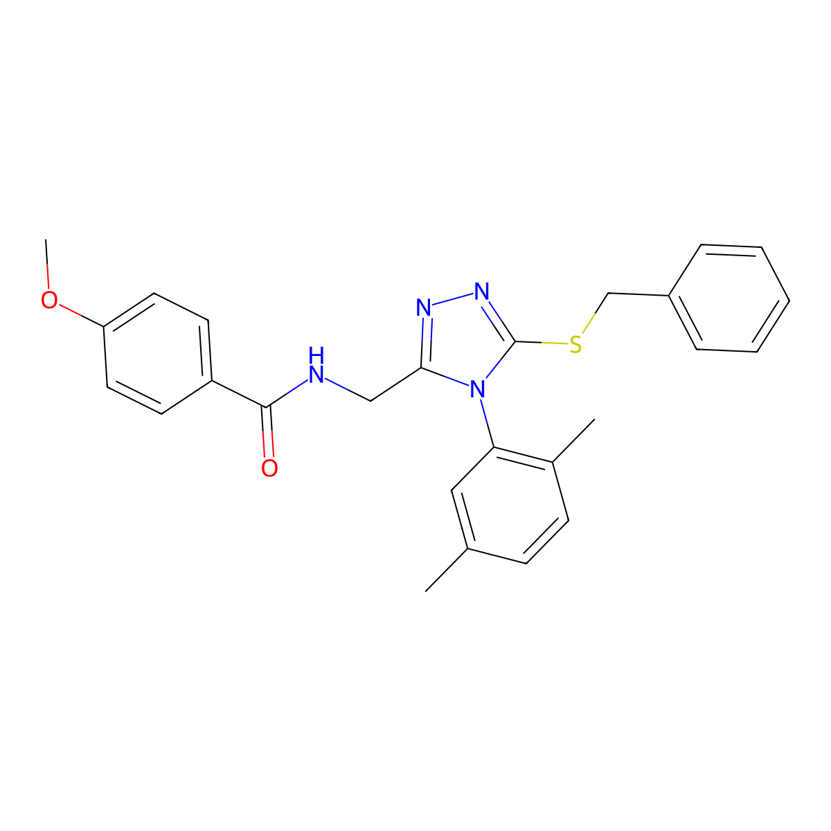 N-[[5-benzylsulfanyl-4-(2,5-dimethylphenyl)-1,2,4-triazol-3-yl]methyl]-4-methoxybenzamide molecular structure, CAS 476433-19-9