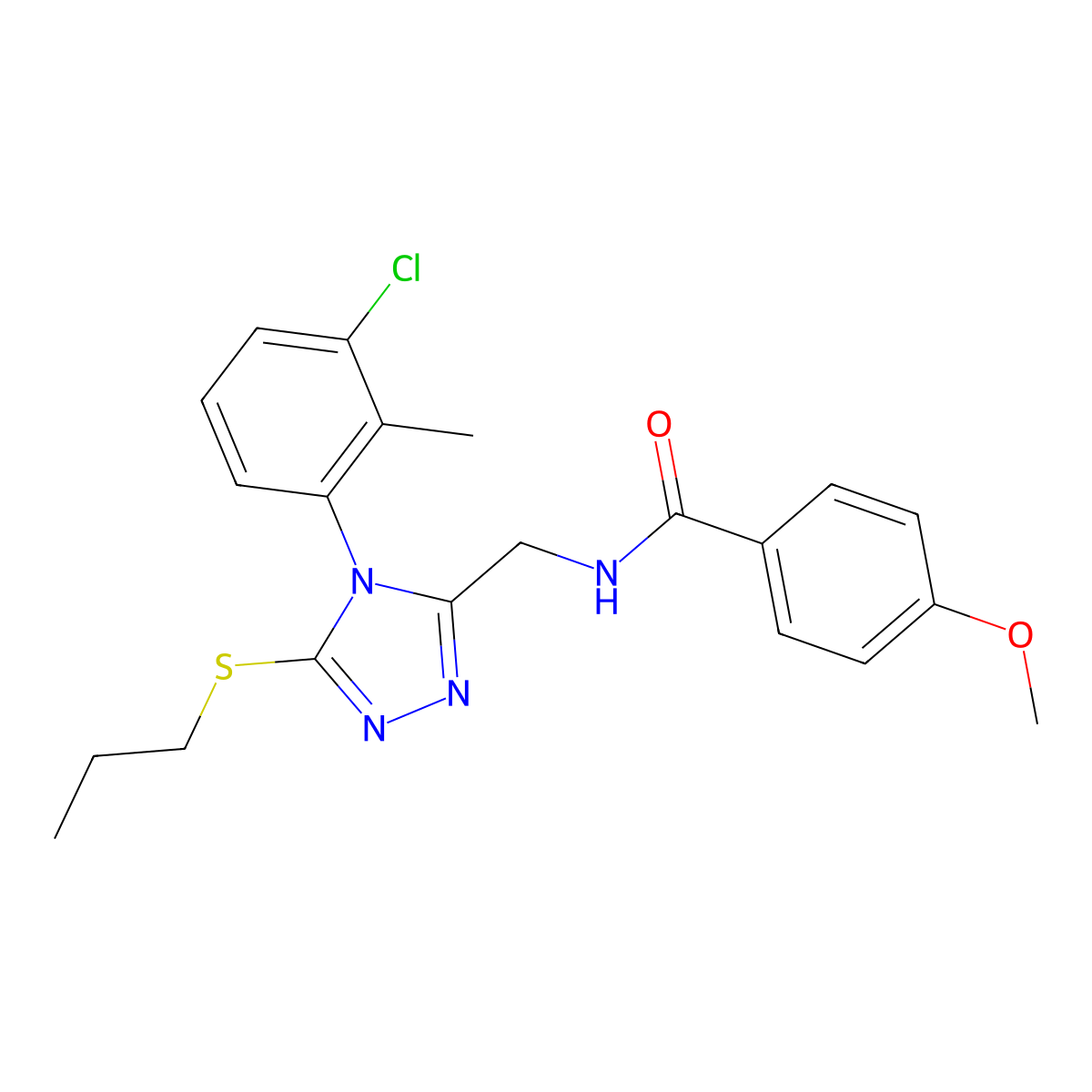 N-((4-(3-chloro-2-methylphenyl)-5-(propylthio)-4H-1,2,4-triazol-3-yl)methyl)-4-methoxybenzamide molecular structure, CAS 476433-33-7