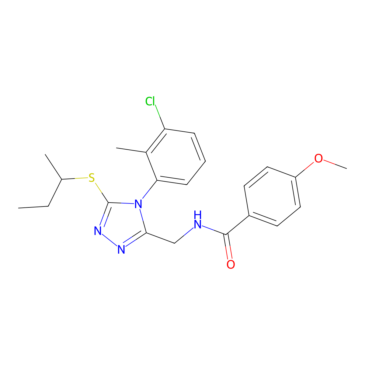 N-((5-(sec-butylthio)-4-(3-chloro-2-methylphenyl)-4H-1,2,4-triazol-3-yl)methyl)-4-methoxybenzamide molecular structure, CAS 476433-60-0