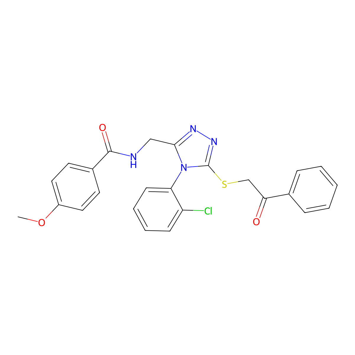 N-((4-(2-chlorophenyl)-5-((2-oxo-2-phenylethyl)thio)-4H-1,2,4-triazol-3-yl)methyl)-4-methoxybenzamide molecular structure, CAS 476433-95-1