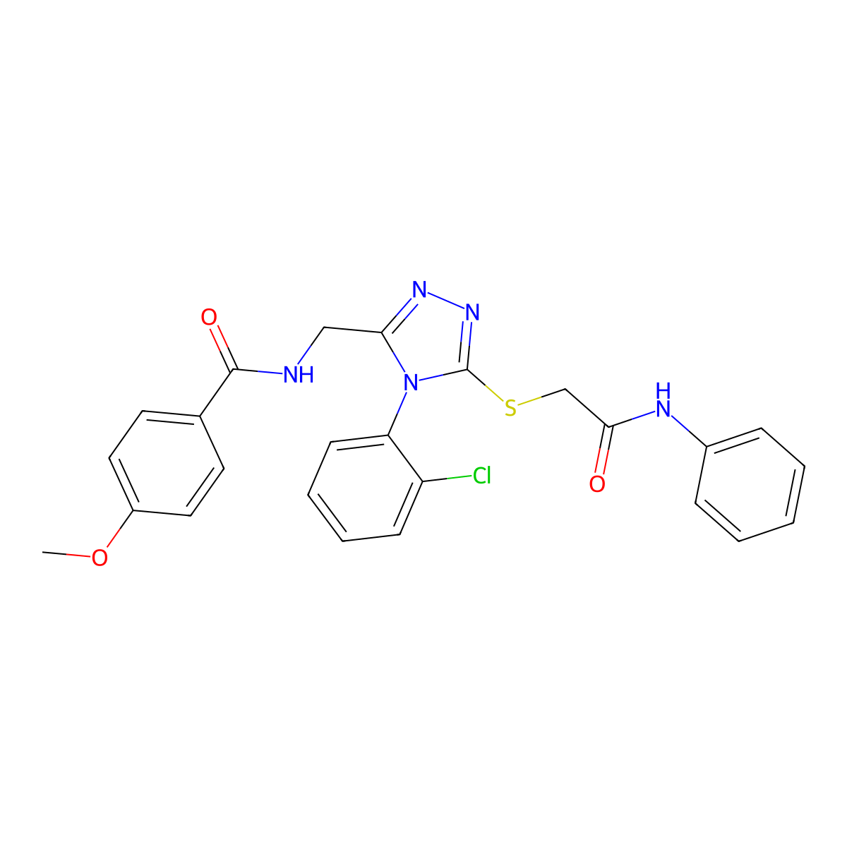 N-((4-(2-chlorophenyl)-5-((2-oxo-2-(phenylamino)ethyl)thio)-4H-1,2,4-triazol-3-yl)methyl)-4-methoxybenzamide molecular structure, CAS 476434-03-4