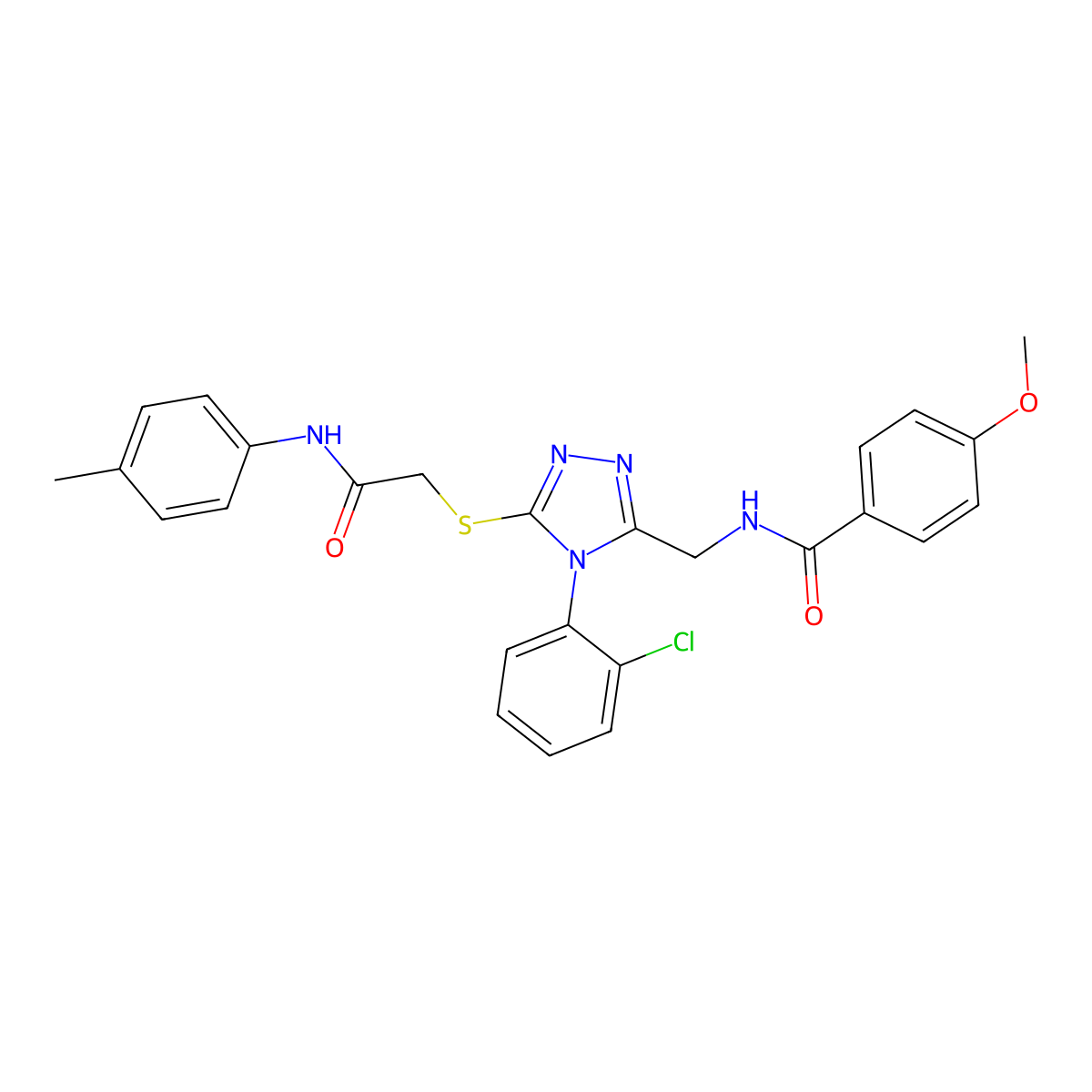 N-[[4-(2-chlorophenyl)-5-[2-(4-methylanilino)-2-oxoethyl]sulfanyl-1,2,4-triazol-3-yl]methyl]-4-methoxybenzamide molecular structure, CAS 476434-06-7