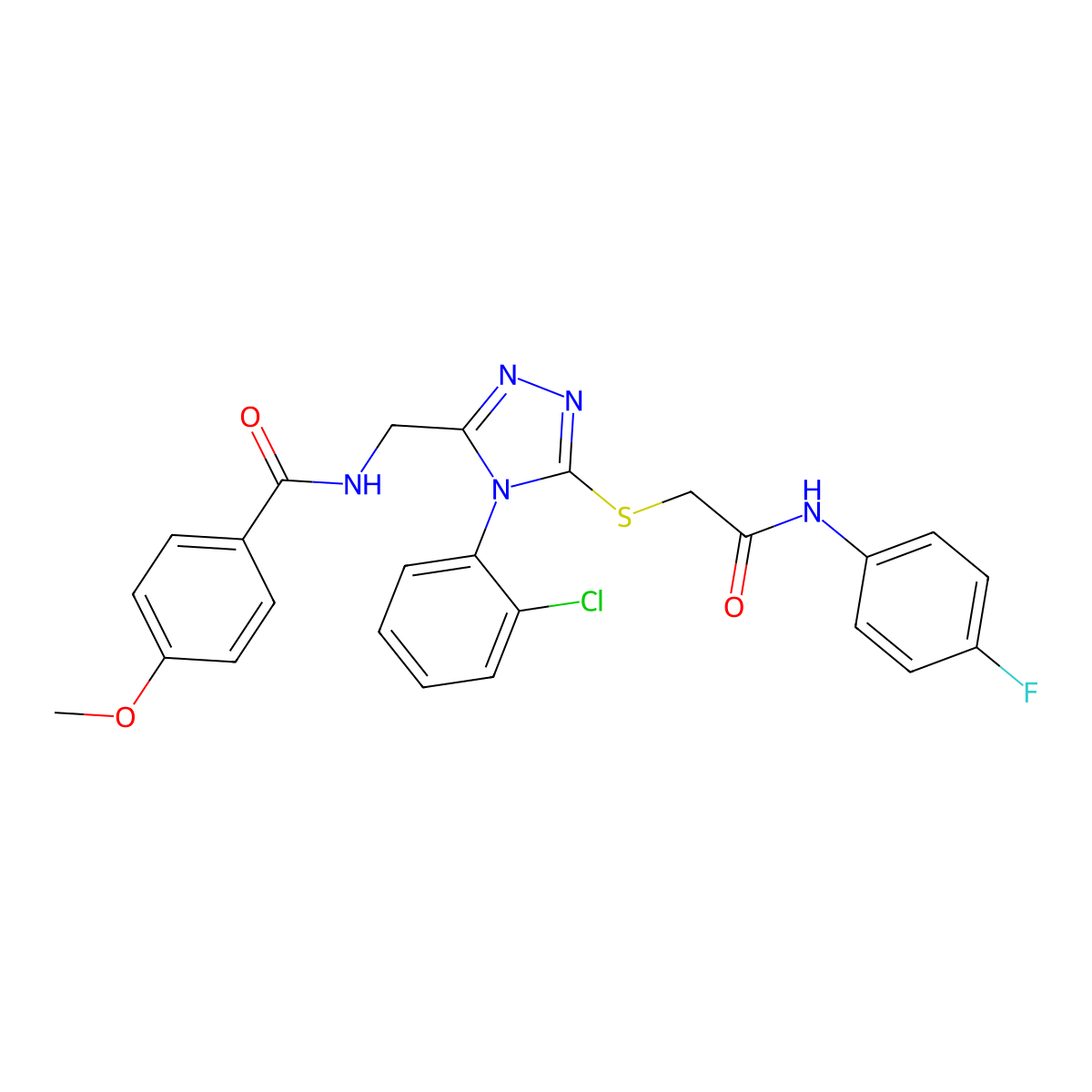 N-[[4-(2-chlorophenyl)-5-[2-(4-fluoroanilino)-2-oxoethyl]sulfanyl-1,2,4-triazol-3-yl]methyl]-4-methoxybenzamide molecular structure, CAS 476434-08-9