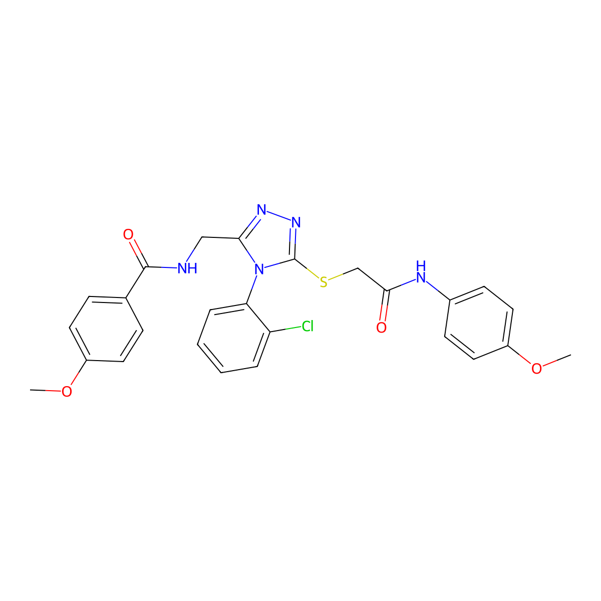 N-[[4-(2-chlorophenyl)-5-[2-(4-methoxyanilino)-2-oxoethyl]sulfanyl-1,2,4-triazol-3-yl]methyl]-4-methoxybenzamide molecular structure, CAS 476434-10-3