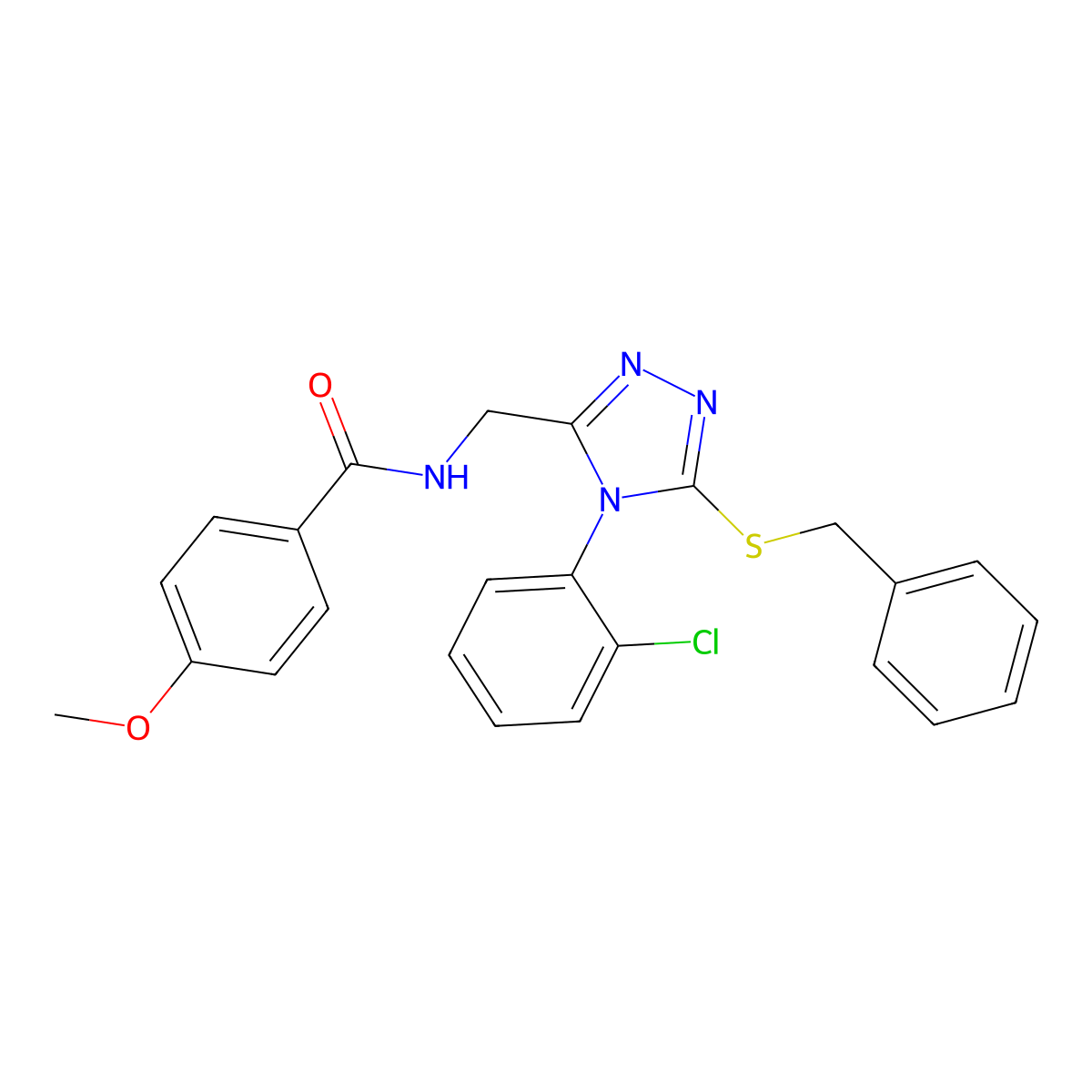 N-[[5-benzylsulfanyl-4-(2-chlorophenyl)-1,2,4-triazol-3-yl]methyl]-4-methoxybenzamide molecular structure, CAS 476434-25-0