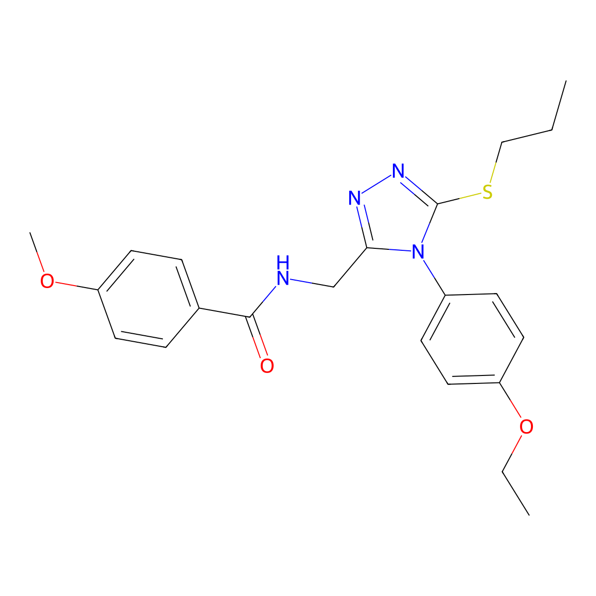 N-((4-(4-ethoxyphenyl)-5-(propylthio)-4H-1,2,4-triazol-3-yl)methyl)-4-methoxybenzamide molecular structure, CAS 476434-81-8
