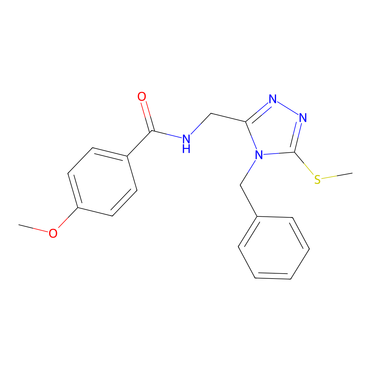 N-[(4-benzyl-5-methylsulfanyl-1,2,4-triazol-3-yl)methyl]-4-methoxybenzamide molecular structure, CAS 476435-12-8