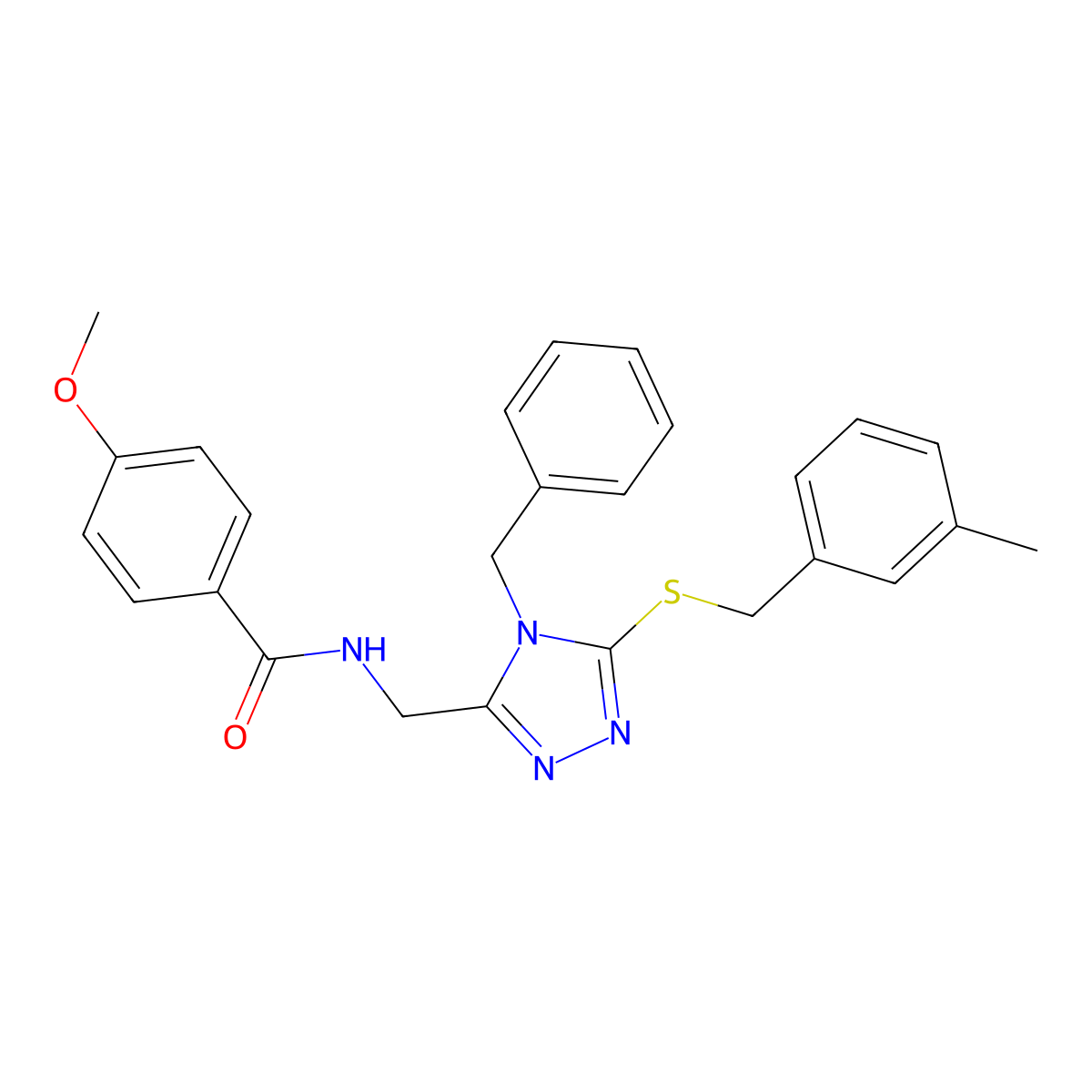 N-((4-benzyl-5-((3-methylbenzyl)thio)-4H-1,2,4-triazol-3-yl)methyl)-4-methoxybenzamide molecular structure, CAS 476435-13-9