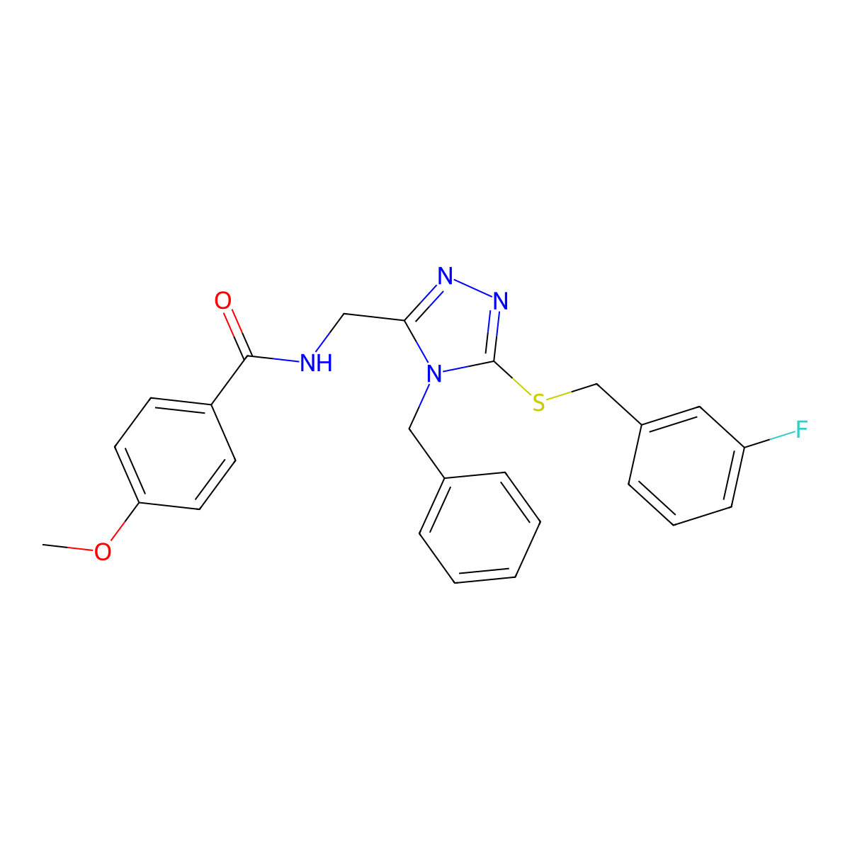 N-((4-benzyl-5-((3-fluorobenzyl)thio)-4H-1,2,4-triazol-3-yl)methyl)-4-methoxybenzamide molecular structure, CAS 476435-18-4