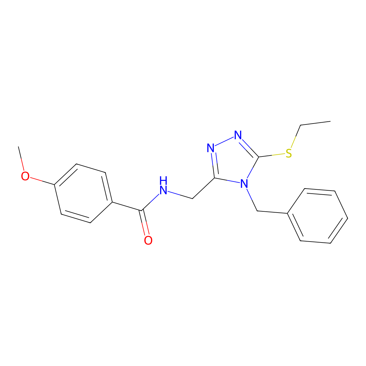 N-[(4-benzyl-5-ethylsulfanyl-1,2,4-triazol-3-yl)methyl]-4-methoxybenzamide molecular structure, CAS 476435-23-1