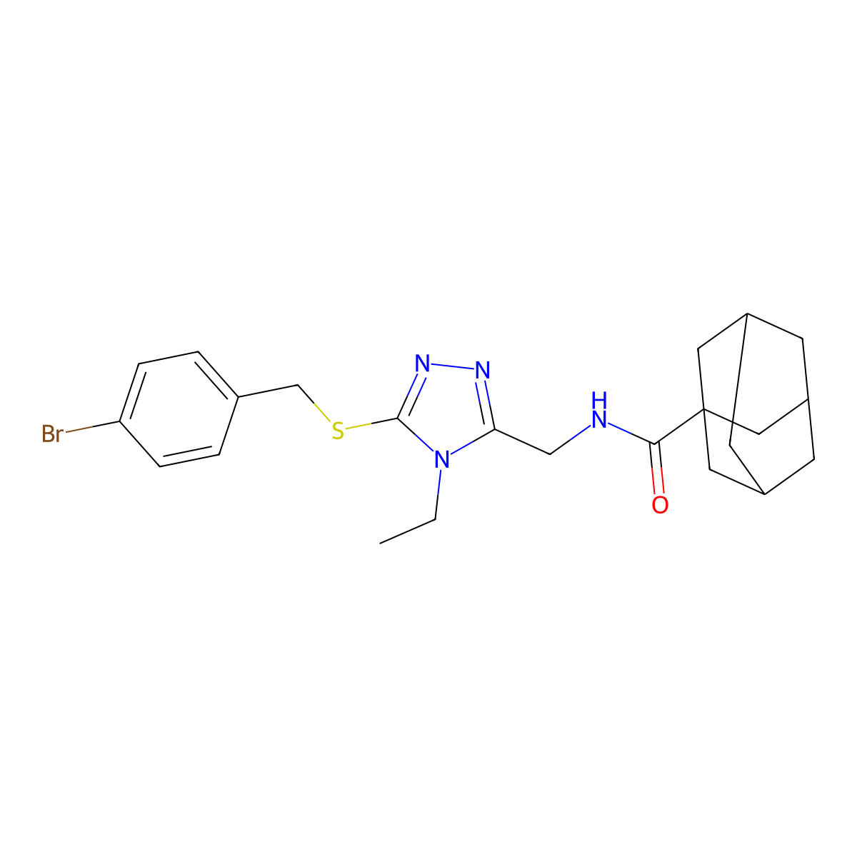 N-[[5-[(4-bromophenyl)methylsulfanyl]-4-ethyl-1,2,4-triazol-3-yl]methyl]adamantane-1-carboxamide molecular structure, CAS 476438-42-3