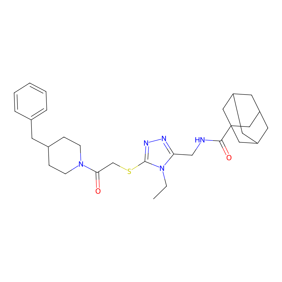 N-[[5-[2-(4-benzylpiperidin-1-yl)-2-oxoethyl]sulfanyl-4-ethyl-1,2,4-triazol-3-yl]methyl]adamantane-1-carboxamide molecular structure, CAS 476438-44-5