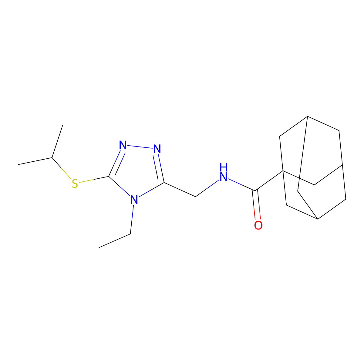 N-[(4-ethyl-5-propan-2-ylsulfanyl-1,2,4-triazol-3-yl)methyl]adamantane-1-carboxamide molecular structure, CAS 476438-48-9