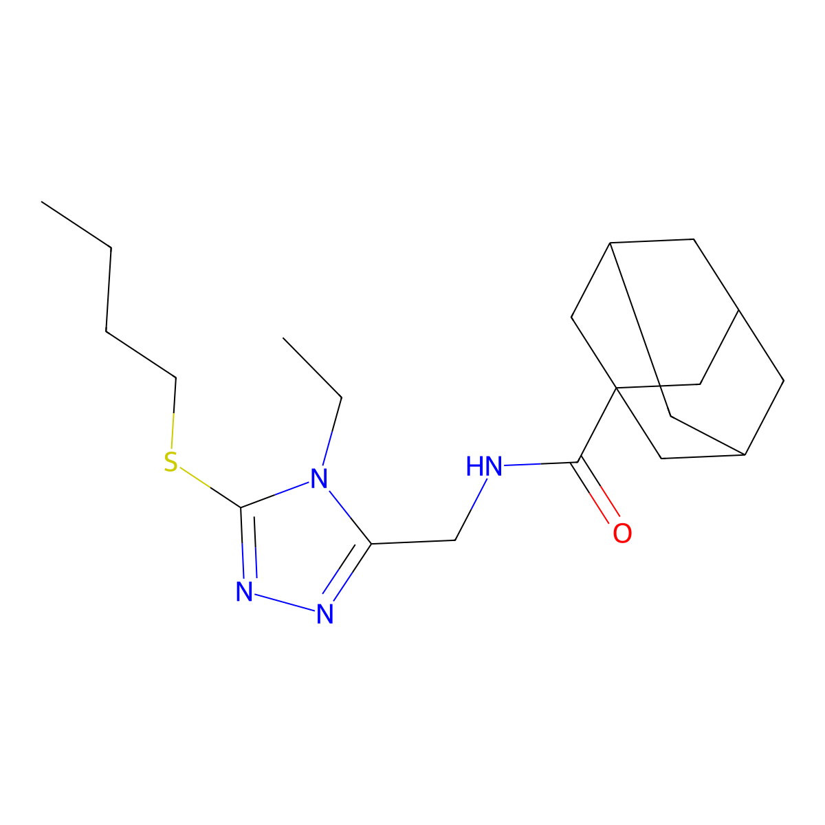 N-[(5-butylsulfanyl-4-ethyl-1,2,4-triazol-3-yl)methyl]adamantane-1-carboxamide molecular structure, CAS 476438-59-2