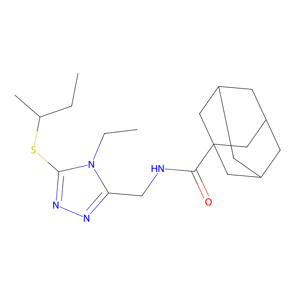 N-[(5-butan-2-ylsulfanyl-4-ethyl-1,2,4-triazol-3-yl)methyl]adamantane-1-carboxamide molecular structure, CAS 476438-73-0