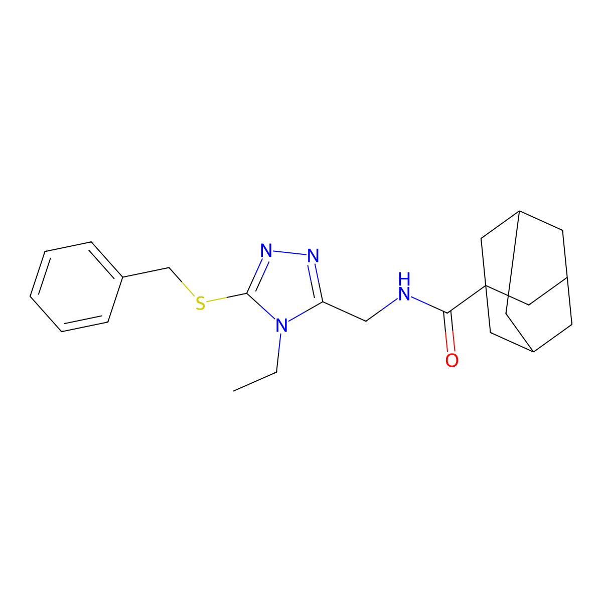 N-[(5-benzylsulfanyl-4-ethyl-1,2,4-triazol-3-yl)methyl]adamantane-1-carboxamide molecular structure, CAS 476438-75-2