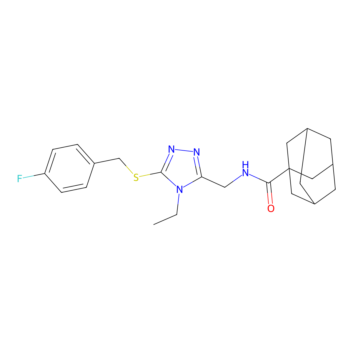 N-[[4-ethyl-5-[(4-fluorophenyl)methylsulfanyl]-1,2,4-triazol-3-yl]methyl]adamantane-1-carboxamide molecular structure, CAS 476438-76-3