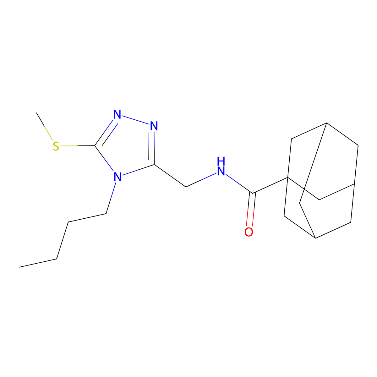 N-[(4-butyl-5-methylsulfanyl-1,2,4-triazol-3-yl)methyl]adamantane-1-carboxamide molecular structure, CAS 476438-78-5