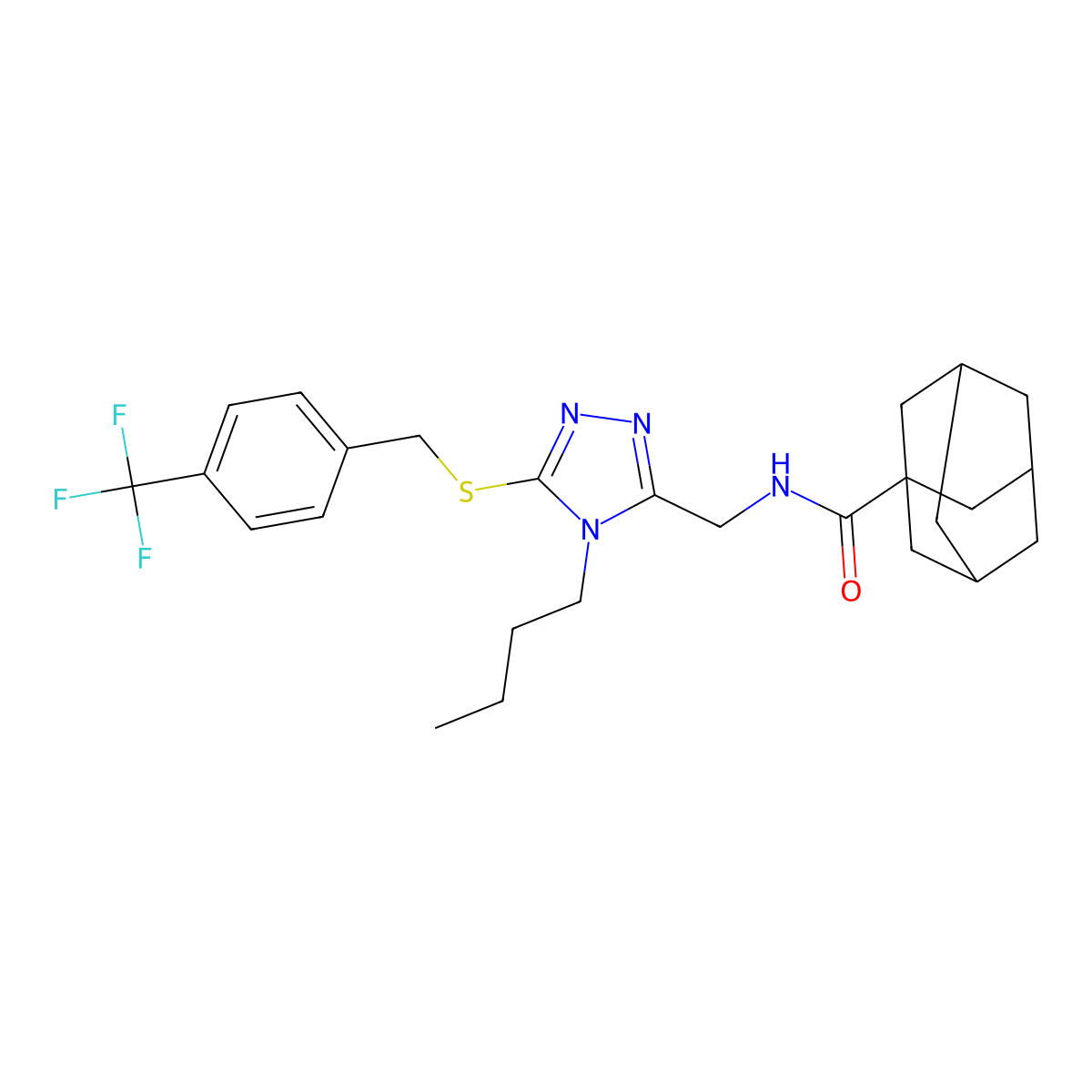 N-[[4-butyl-5-[[4-(trifluoromethyl)phenyl]methylsulfanyl]-1,2,4-triazol-3-yl]methyl]adamantane-1-carboxamide molecular structure, CAS 476438-80-9