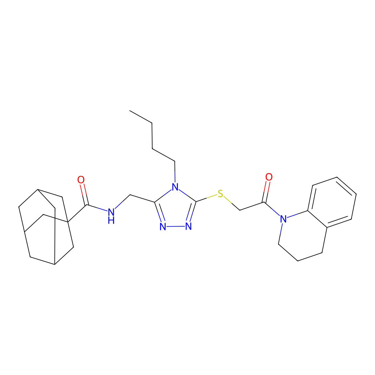 N-[[4-butyl-5-[2-(3,4-dihydro-2H-quinolin-1-yl)-2-oxoethyl]sulfanyl-1,2,4-triazol-3-yl]methyl]adamantane-1-carboxamide molecular structure, CAS 476438-94-5
