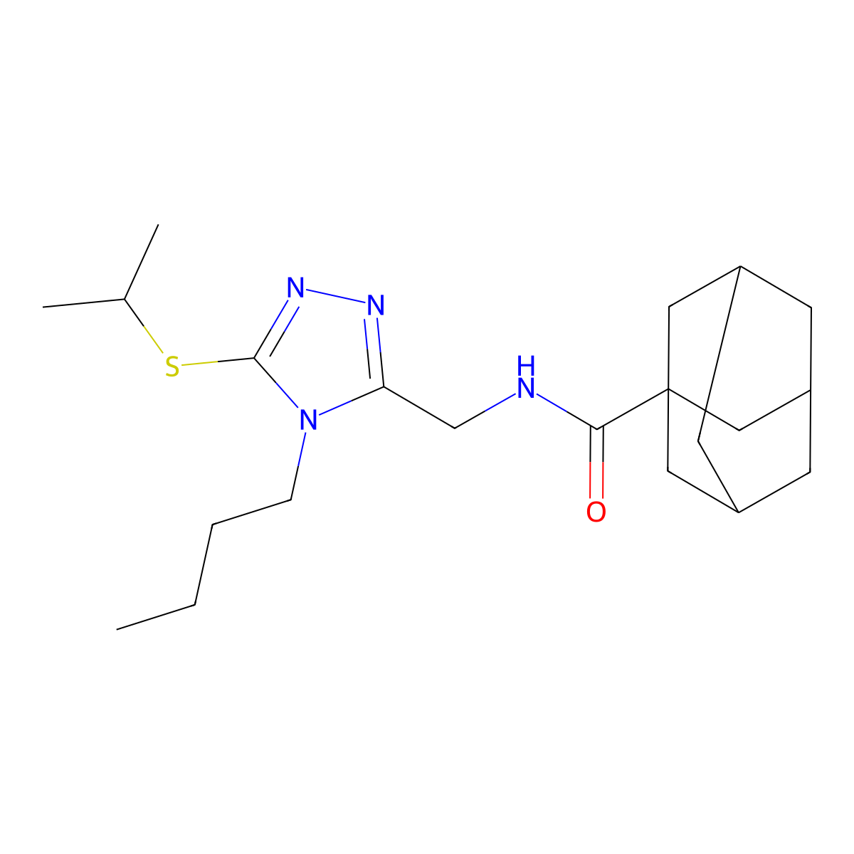 N-[(4-butyl-5-propan-2-ylsulfanyl-1,2,4-triazol-3-yl)methyl]adamantane-1-carboxamide molecular structure, CAS 476438-96-7